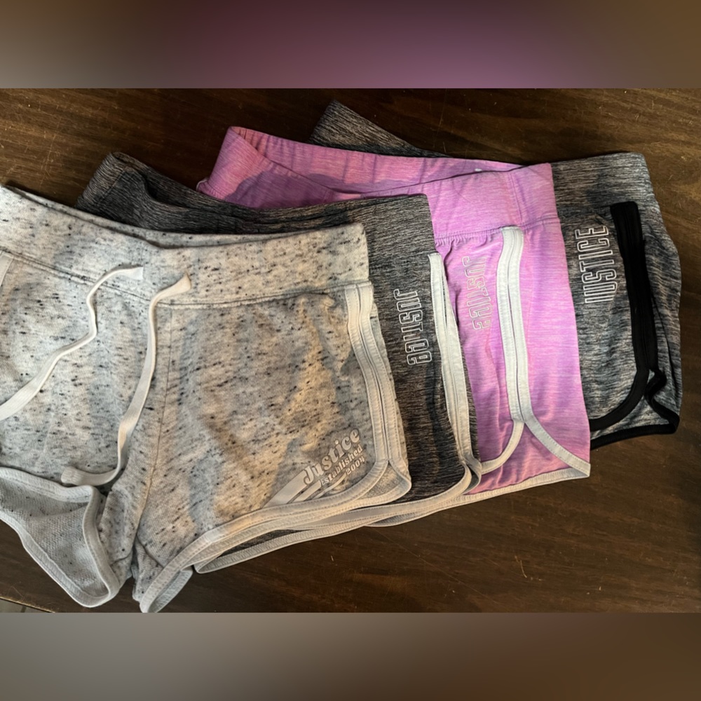 Justice girls shorts (4 pairs) size 10.